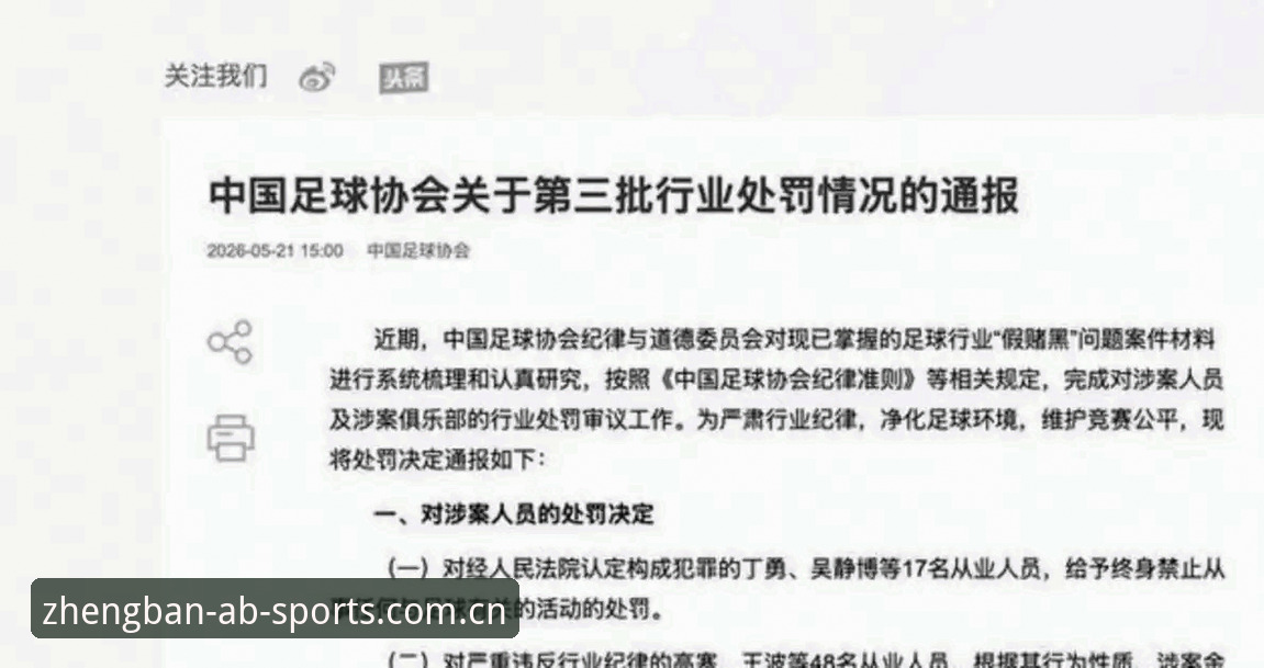 ab体育电脑版 中国足协第三批禁足名单深度解析:足球反腐风暴下的行业变革与平台体验革新